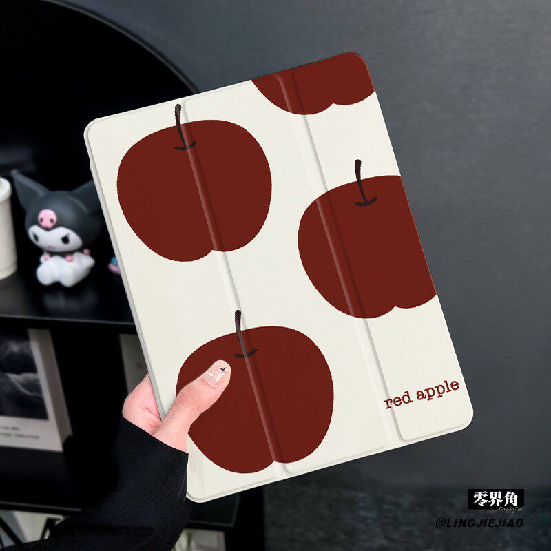 红色苹果适用于ipad11保护壳air6苹果2025平板mini7防摔第九代平板ipad9硅胶13新款2019三折6五2017六八迷你4