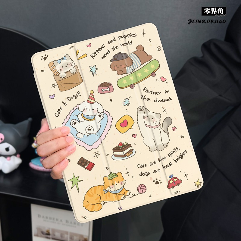 猫猫线球适用于ipad10保护套air7/6/5平板壳2025苹果11代第九13寸10代mini7三折硅胶ipadpro11/12.9寸带笔槽5