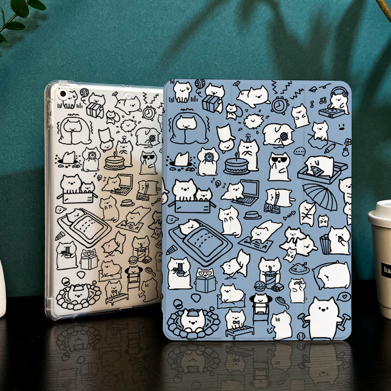 耍酷猫咪适用于ipad保护套ipad9平板壳2022苹果air5/4/3新款第九代笔槽10.2硅胶pro11全包mini6防摔迷你5三折