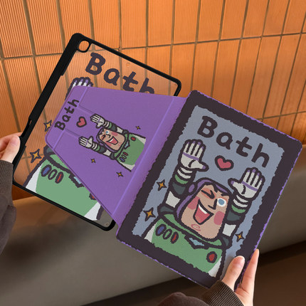 适用于360旋转保护套iPad2022防弯亚克力air5保护壳10代巴斯光年苹果11平板10.2笔槽Pro12.9寸mini4/5/7防摔