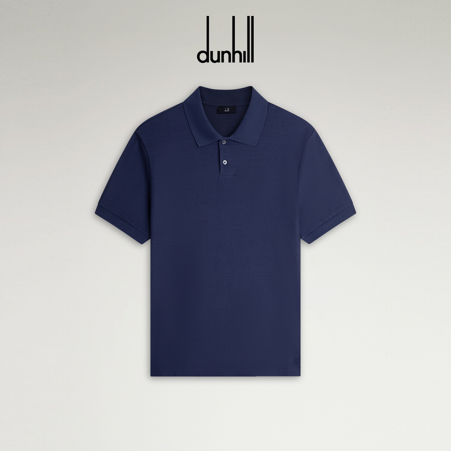2025秋冬新品dunhill登喜路男士靛蓝色AD徽标棉质珠地短袖Polo衫