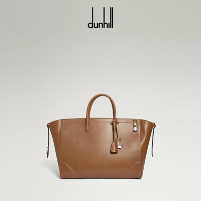 dunhill登喜路男CENTURY 45 擦色小牛皮手提包棕褐色