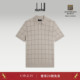 Polo衫 2026早春新品 dunhill登喜路男浅沙色棉丝混纺窗格拼花短袖