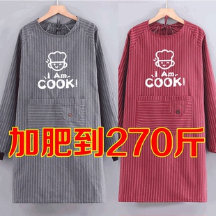 家用围裙棉布厨房长袖罩衣纯棉时尚透气围腰工作服做饭防污定制