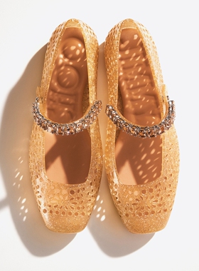 [圣诞礼物]JIMMY CHOO/THE JELLY 女士 水晶饰果冻芭蕾舞平底鞋