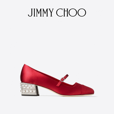 JIMMYCHOO/水晶饰缎面高跟鞋