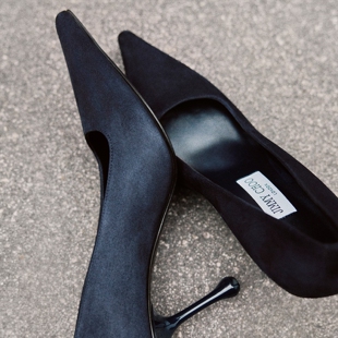 [新年礼物][春季系列]JIMMY CHOO/IXIA 80 女 海蓝色绒面革高跟鞋