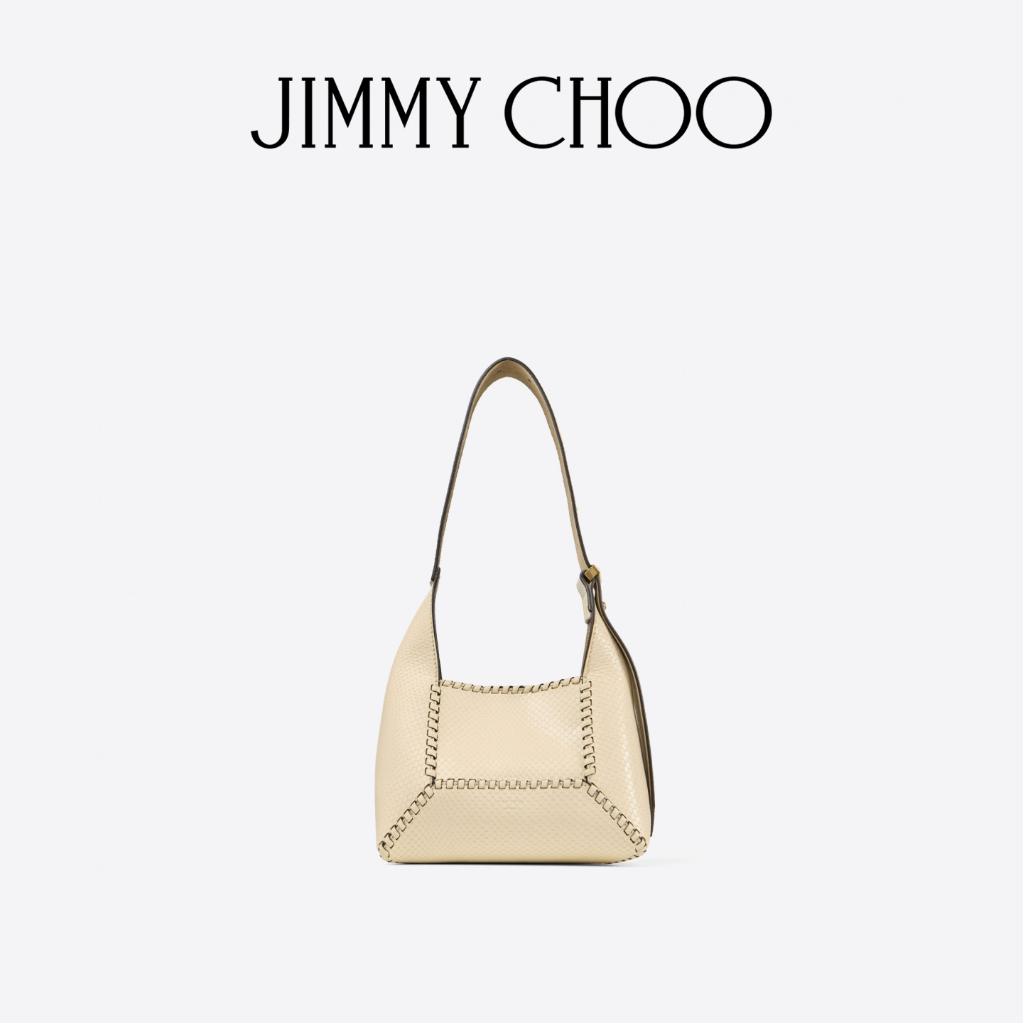 JIMMY CHOO/DIAMOND HOBO S 女士 机车皮酪乳色单肩包