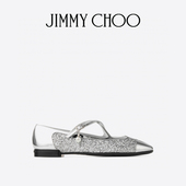 新年礼物 JIMMY CHOO ELERI BALLERINA女士金属皮革芭蕾舞平底鞋
