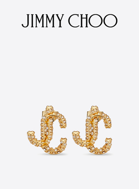 JIMMY CHOO/JC STUDS 女士水晶JC字母形状金属耳钉JC