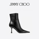 新年礼物 JIMMY CHOO CYCAS 女士黑色皮革滴跟踝靴JC