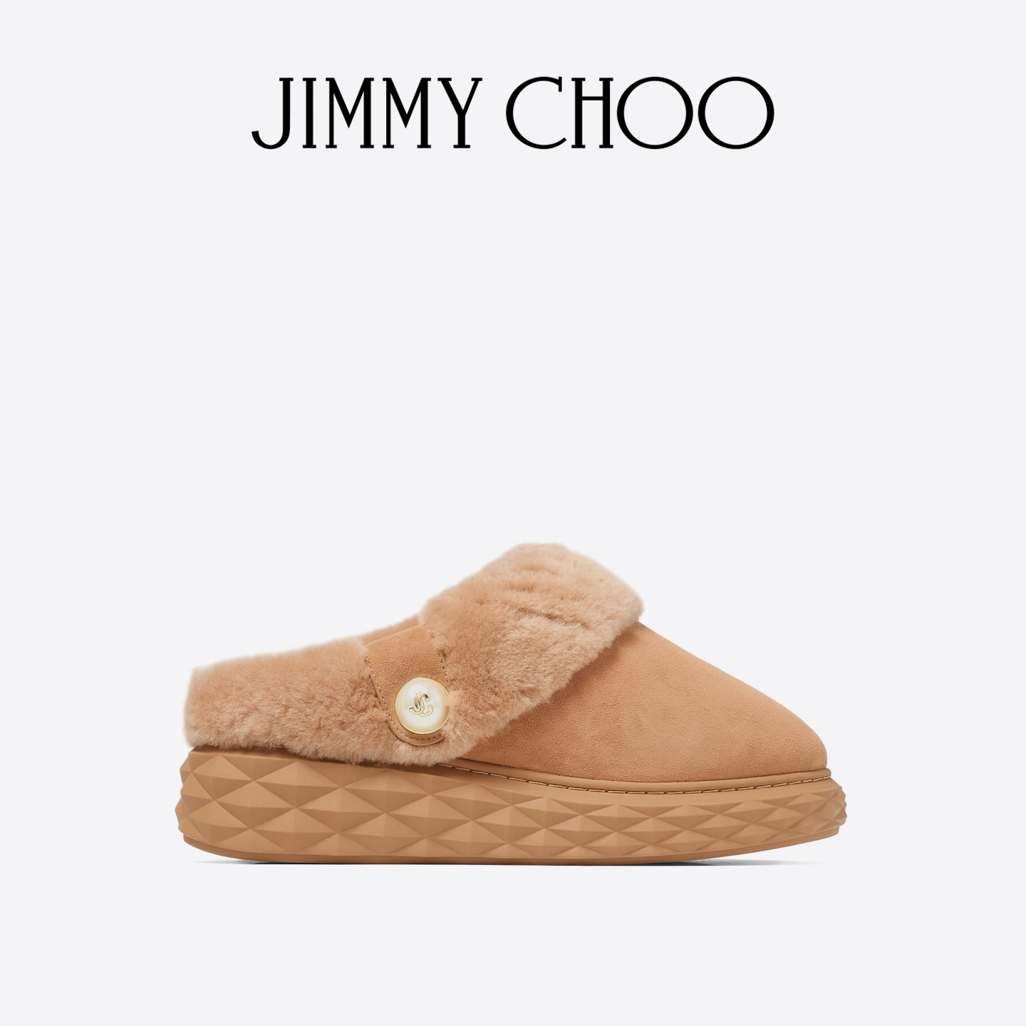 [冬季胶囊系列]JIMMY CHOO/DIAMOND MAXI MULE F女士绒面革穆勒鞋