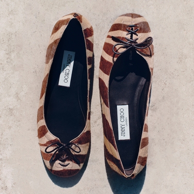 JIMMYCHOO/斑马纹芭蕾舞平底鞋