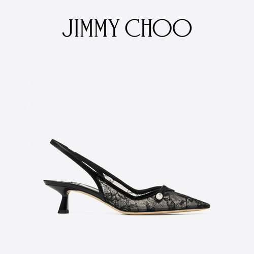 JIMMYCHOO/蕾丝拼牛皮高跟鞋