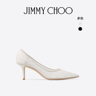 [新年礼物]JIMMY CHOO/LOVE 65 女士 象牙白色蕾丝婚鞋高跟鞋