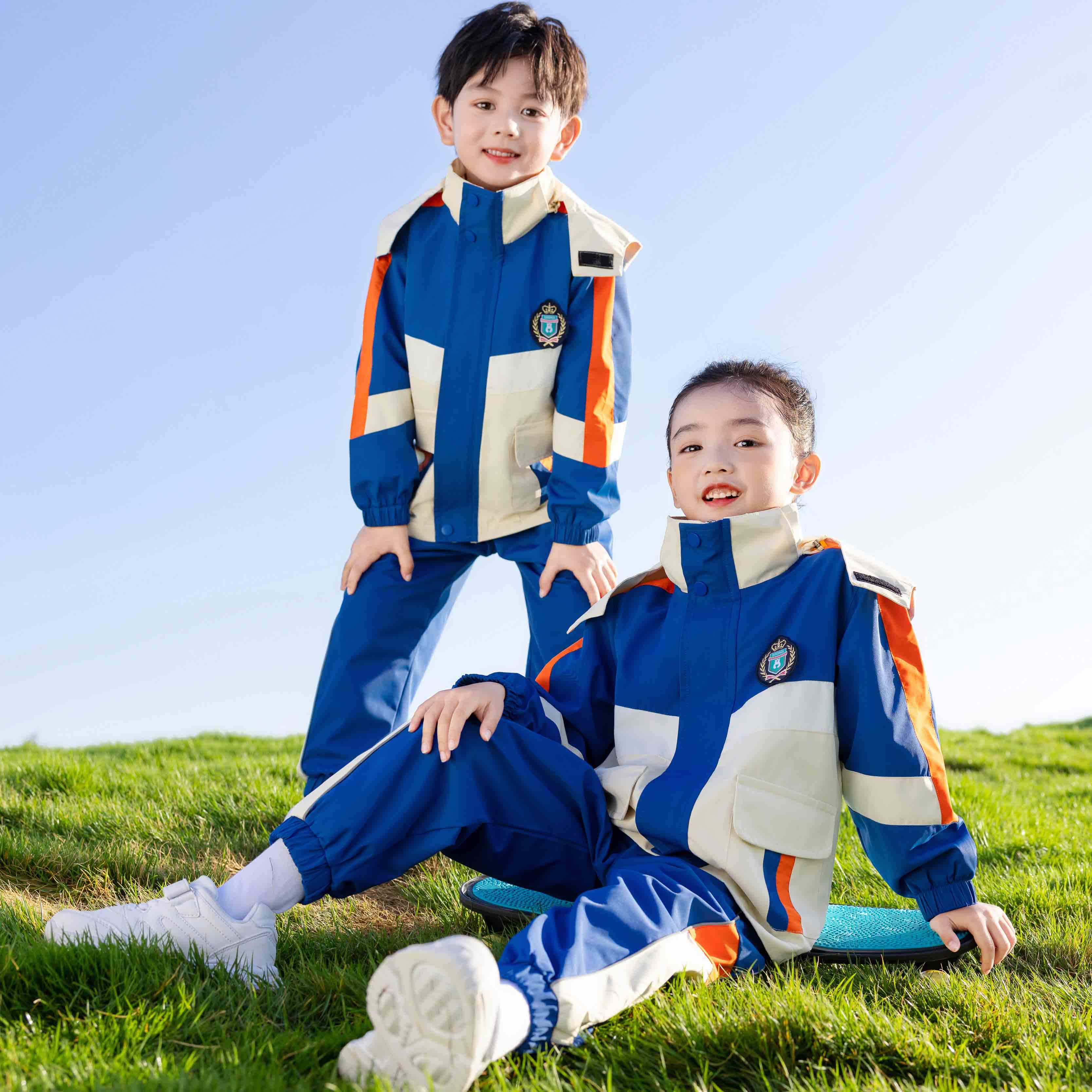 幼儿园园服春秋装新款冲锋衣三件套小学生校服运动服套装儿童班服