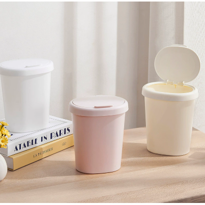 桌面垃圾桶带盖办公学生宿舍小号纸篓收纳筒家用塑料日式简约书房