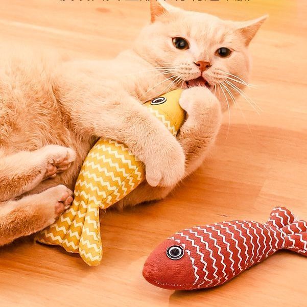 薄荷鱼毛绒猫玩具鱼逗猫仿真鱼猫咬薄荷鱼抱枕猫草猫零食猫咪用品