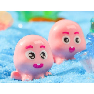 呆萌可爱表情粉色实色小八爪鱼 树脂加工品造景摆件钥匙扣小挂件