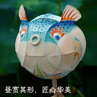 自然造物河豚灯笼手提古风元旦节花灯铁艺儿童可爱文创有趣的礼物