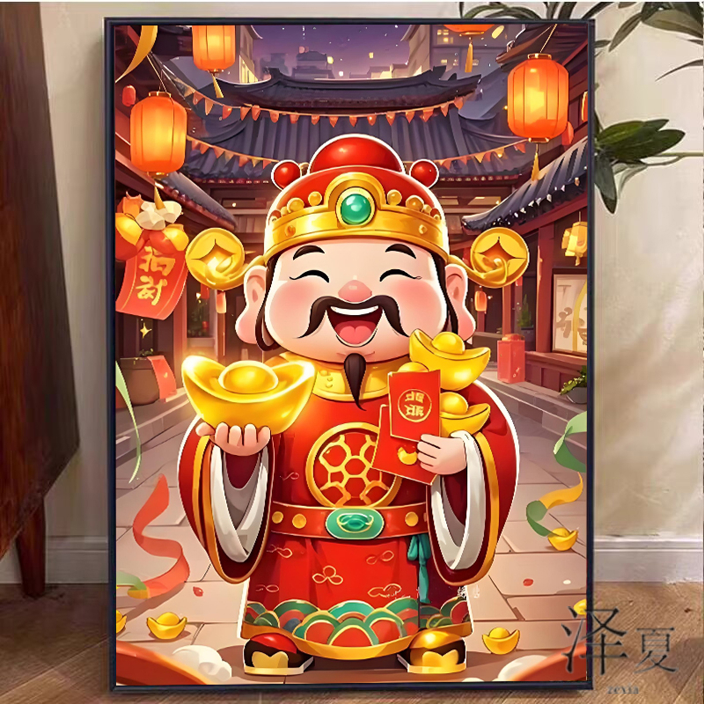 玄关财神爷5d钻石画满钻新款