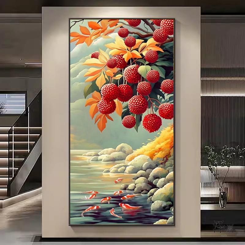 5d玄关钻石画九鱼荔枝满钻2024