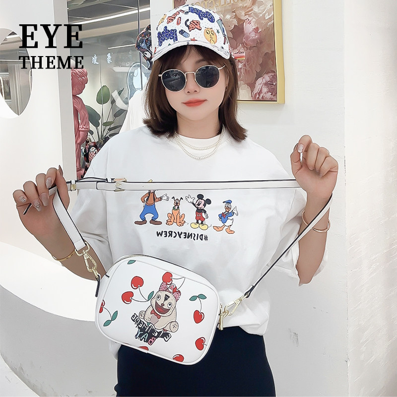 EYE THEME女式拉链可爱樱桃休闲小方包印花新潮卡通人物斜挎包