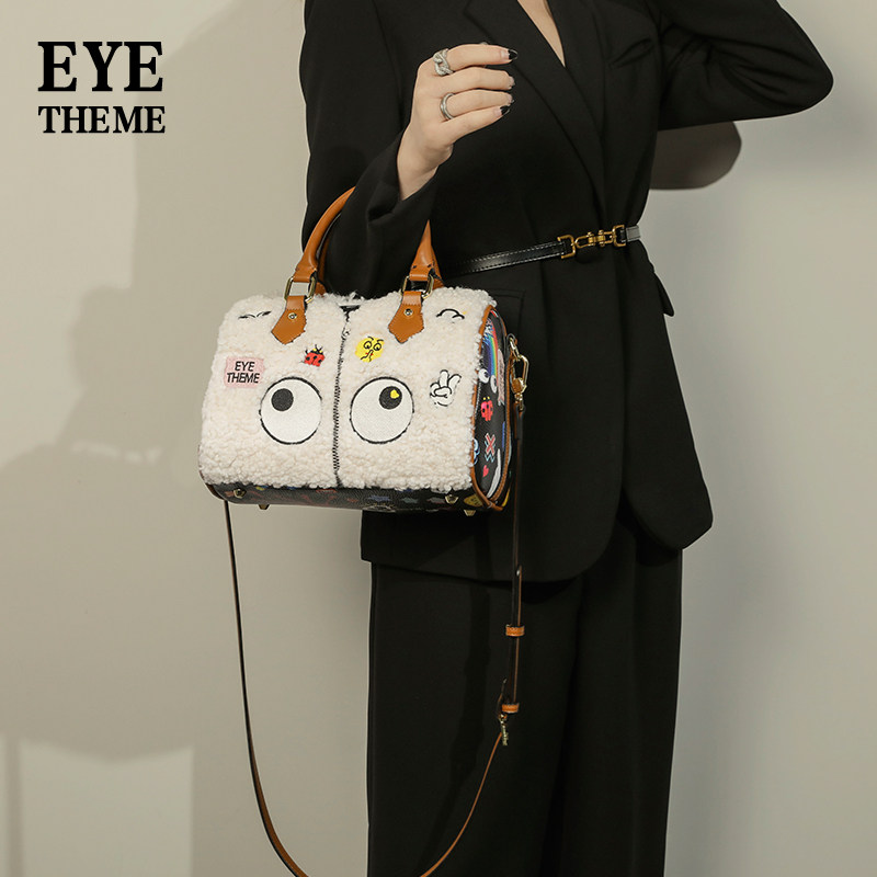 毛绒包包女2021秋冬新款潮百搭爆款手提波士顿包时尚斜挎单肩女包