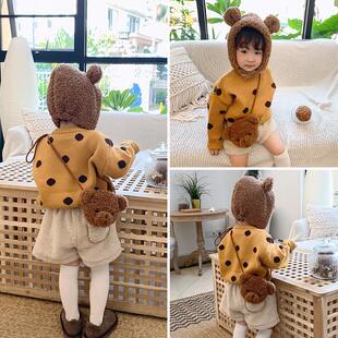 儿童斜挎包包女2025秋季新款可爱玩偶小熊网红卡通公主毛绒单肩包