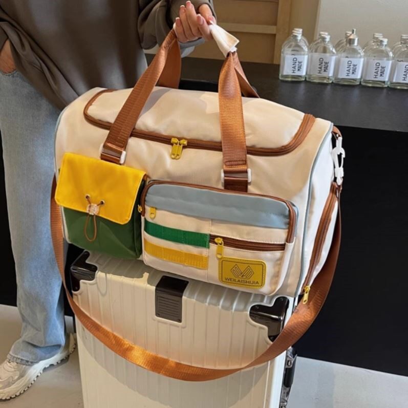 高颜值女大容量可爱行李袋开学季多巴胺健身包可套拉杆短途旅行袋