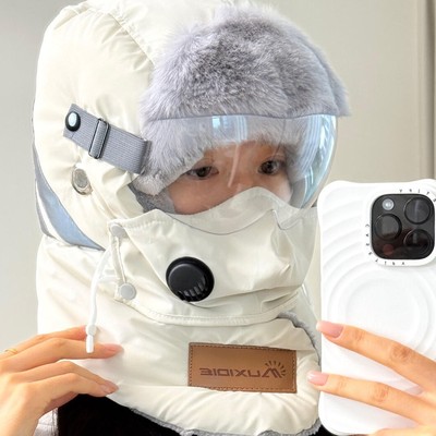 冬季骑行帽子防寒保暖围脖一体雷锋帽套头电动车风雪遮脸男女面罩