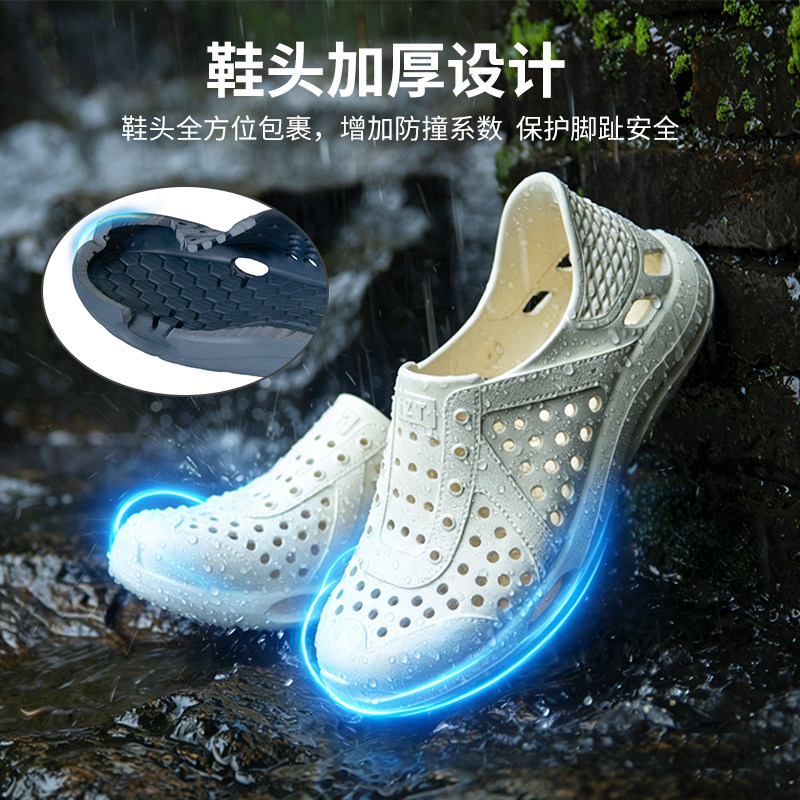 夏季防滑橡胶底洞洞鞋油水防滑速干沙滩鞋餐厅酒店爬山休闲凉鞋