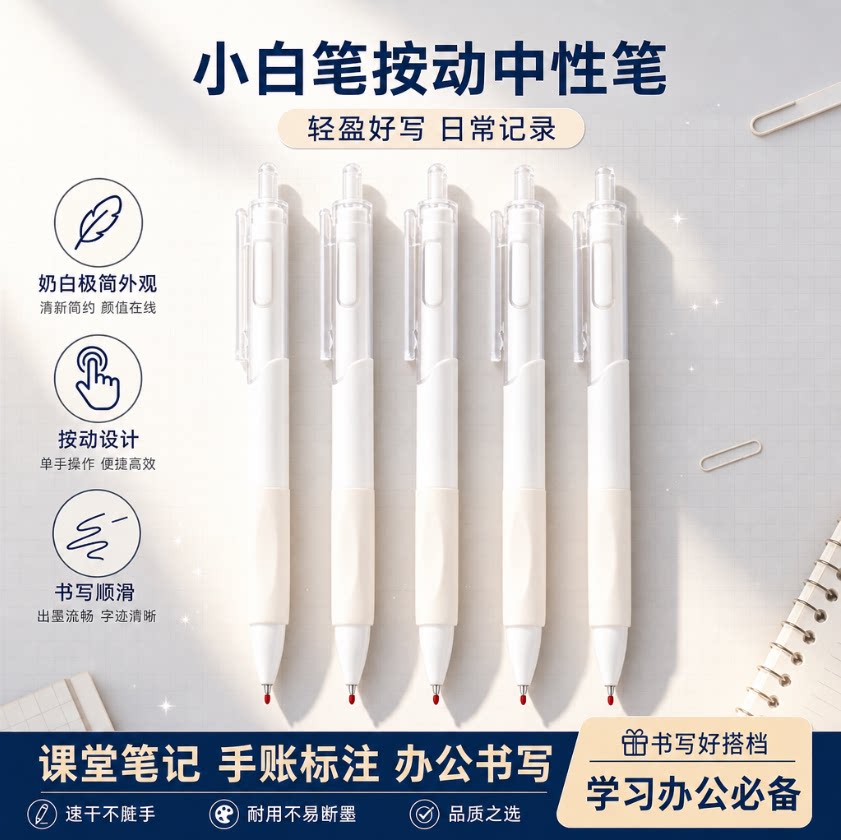 学生刷题速干不脏卷按动中性笔