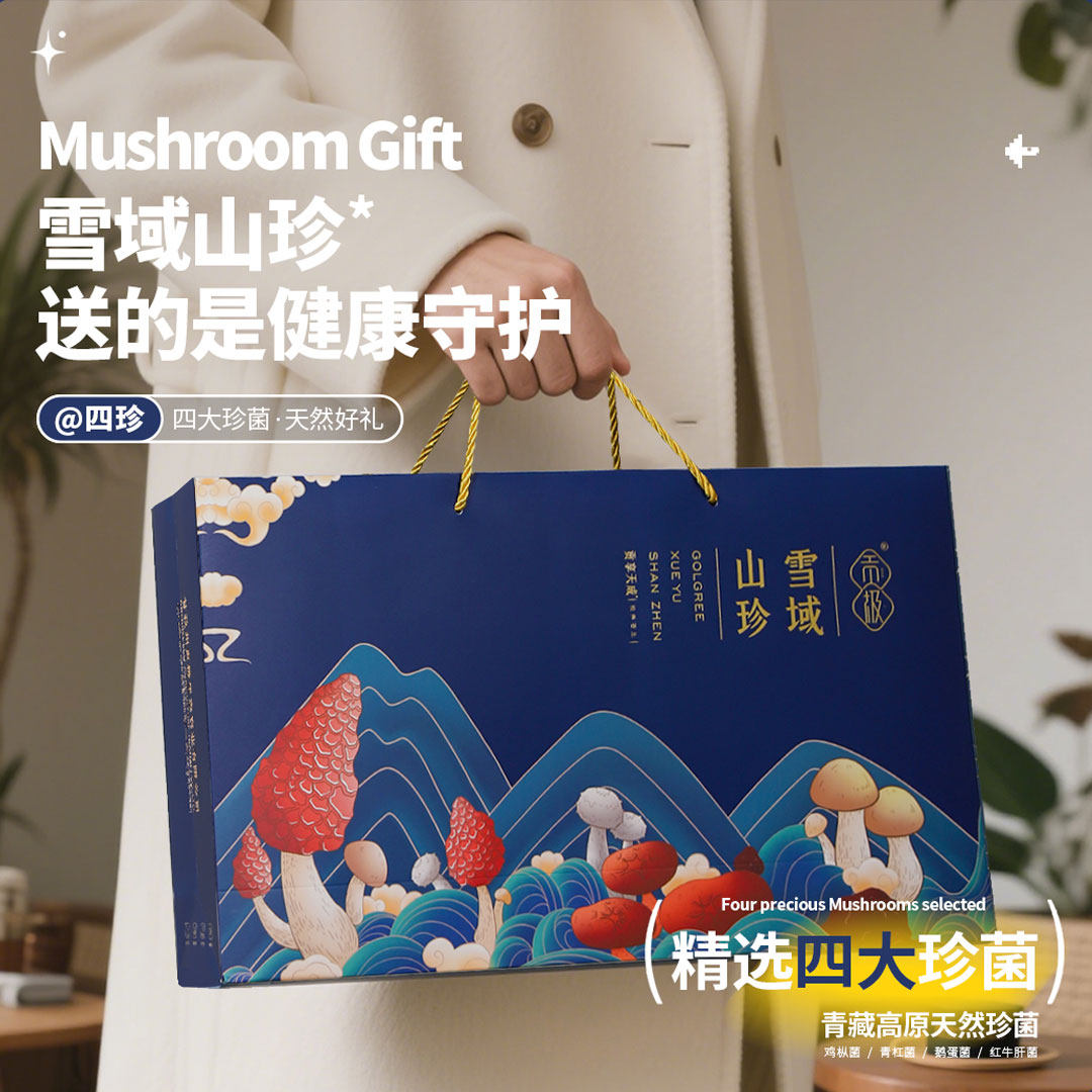 贡极四珍山珍干货菌菇礼盒节日送长辈营养品企业团购礼盒伴手礼物,粮油调味/速食/干货/烘焙,香菇类,淘宝优惠券,粉丝福利购,淘宝优惠卷