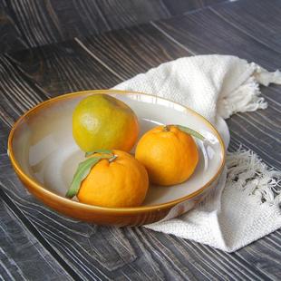 餐厅菜盘 日式 窑变蜜糖色深盘 陶瓷 9寸焗饭盘子 浅口盘沙拉碗
