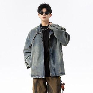 No Need Indeed東崛NOLOGO港仔文艺男吕小虎宽松立领牛仔夹克外套