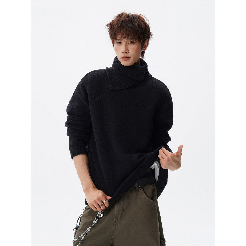 1997邮政局几物男装设计東崛NOLOGO宽松小众设计感高领毛衣针织衫