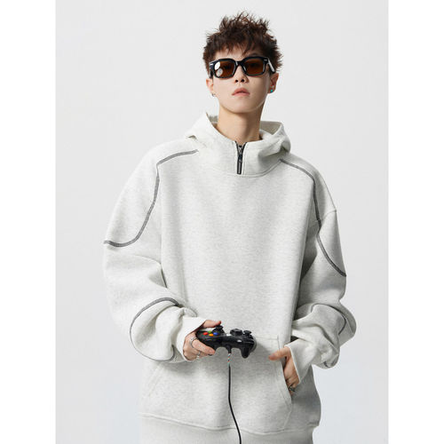 1997邮政局兔先森男装1807港味潮人馆薛之谦的店宽松加绒连帽卫衣