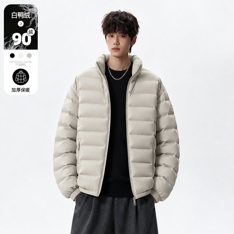 NO LOGO PLUS旋律风车吕小虎冬季立领排骨羽绒服轻薄款纯色外套
