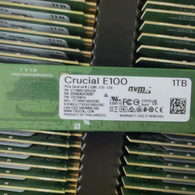 请议价-英睿达E100 1TB M.2 NVMe固态硬盘,PCIe