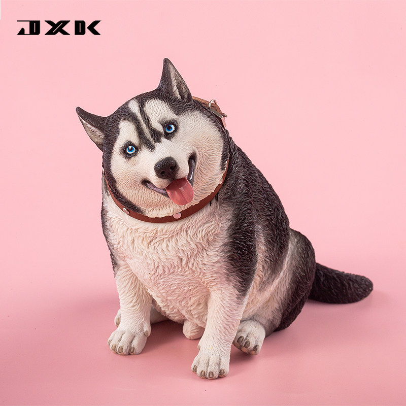 jxk 1/6 胖哈动物模型仿真可爱蠢萌憨宠物狗哈士奇手办潮玩摆件
