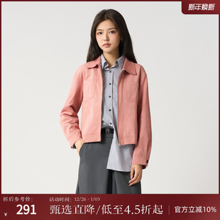 西町村屋休闲复古翻领夹克女秋季 气质翻领百搭外套HC8219120 新款