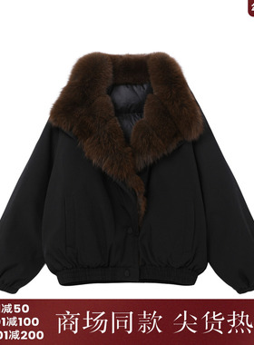 宅慧影西町村屋90鹅绒外套女2025冬新款狐狸毛领鹅绒服ZHAD10586