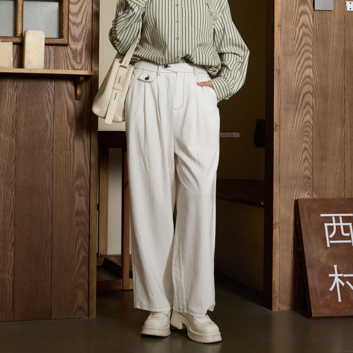 西町村屋宽松哈伦裤女装春季新款文艺风明线结构感裤子HA9301001,女装/女士精品,休闲裤,淘宝优惠券,粉丝福利购,淘宝优惠卷