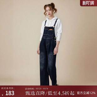 女装 复古感小个子裤 春季 美式 子HA9304018 新款 西町村屋牛仔背带裤