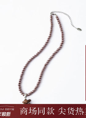 西町村屋珍珠五彩麋鹿项链女夏季新款复古百搭小众配饰XAAB40016