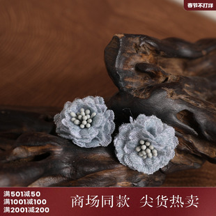 西町村屋韩风蕾丝花朵耳环女夏季新款气质百搭小众耳饰XHAB40101