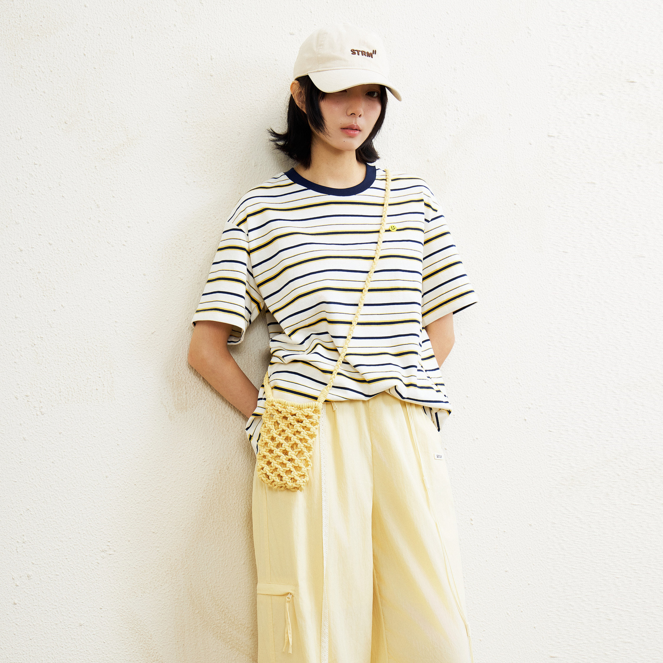 西町村屋条纹短袖T恤含包包2026夏季女新款简约百搭短袖XHBB10421