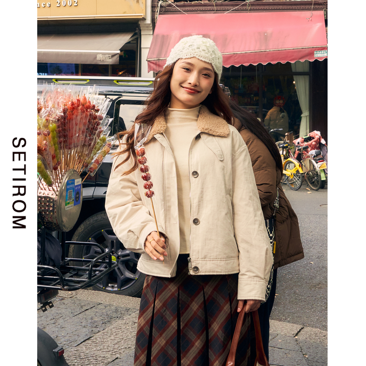 西町村屋基础短款羽绒服女秋冬新款复古可脱卸毛领外套XA9D10008