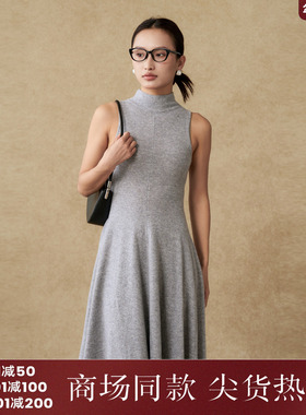 西町村屋慵懒感无袖连衣裙女装2025冬季新款气质羊毛裙XAAC10167